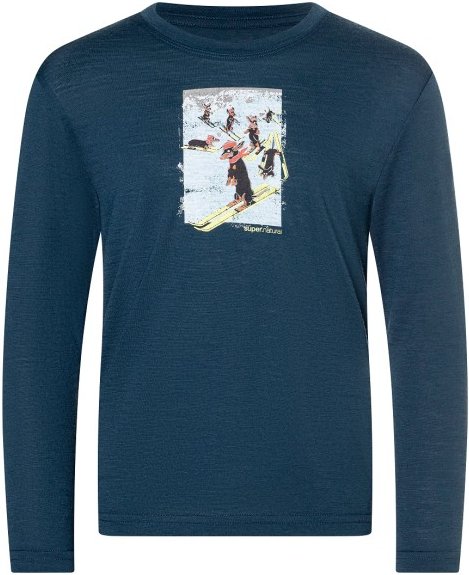 super.natural - Kid's Dachshund Party L/S - Merinounterwäsche Gr 128 blau