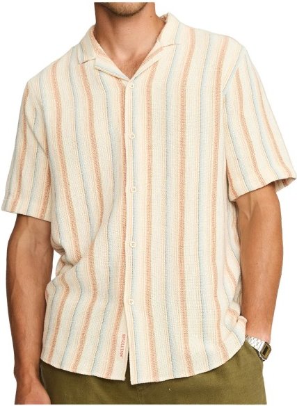 Revolution - Cuban Shirt Striped S/S - Hemd Gr S beige