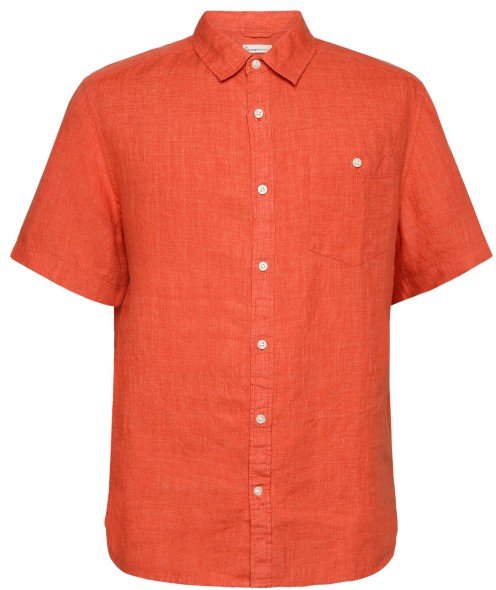 KnowledgeCotton Apparel - Regular Linen S/S Shirt - Hemd Gr L rot