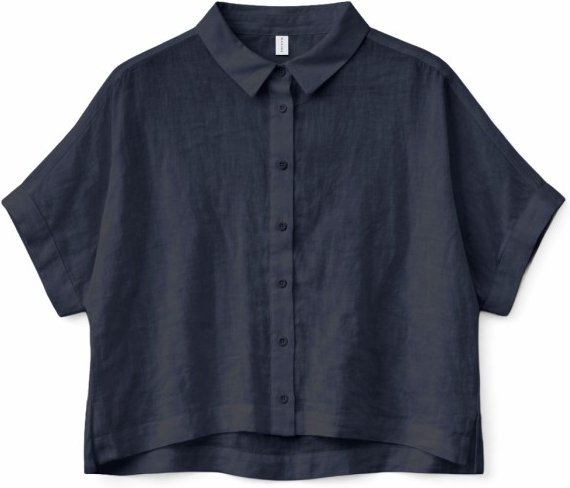 Mazine - Women's Short Sleeve Linen Shirt - Bluse Gr L blau