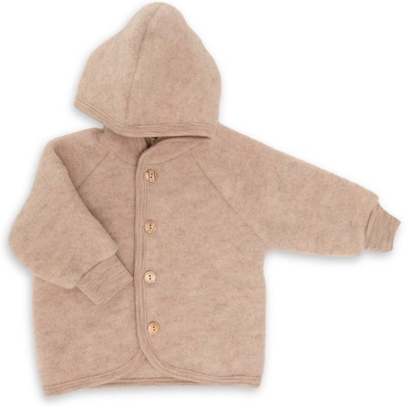 Engel - Kinder Kapuzenjacke mit Holzknöpfen - Wolljacke Gr 86/92 beige