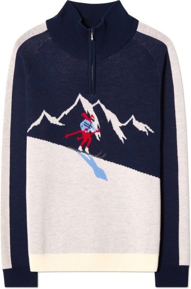 We Norwegians - Afterski Sweater - Merinopullover Gr S blau/weiß