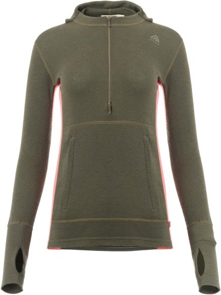 Aclima - Women's Warmwool Hoodsweater with Zip - Merinohoodie Gr L oliv