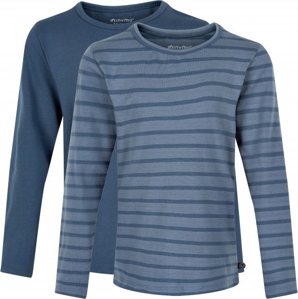 Minymo - Kid's Basic 34 -T-shirt L/S (2-pack) - Longsleeve Gr 122 blau