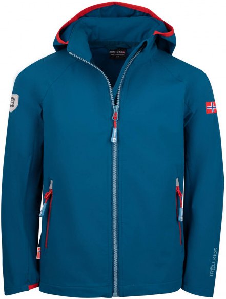 Thumbnail - Trollkids - Kid's Kvalvika Jacket - Softshelljacke Gr 128 blau