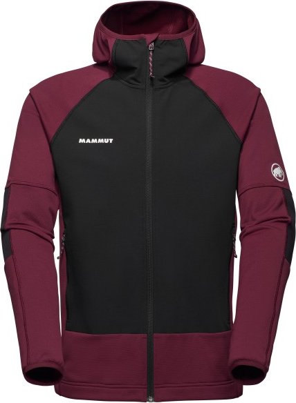 Thumbnail - Mammut - Massone Midlayer Hooded Jacket - Fleecejacke Gr M schwarz/rot