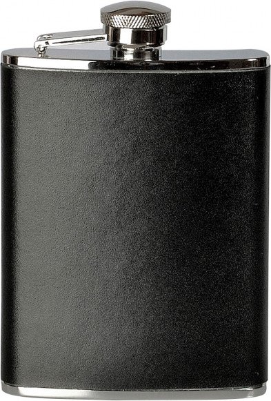 Basic Nature - Flachmann Eckig Leder - Flachmann Gr 180 ml schwarz