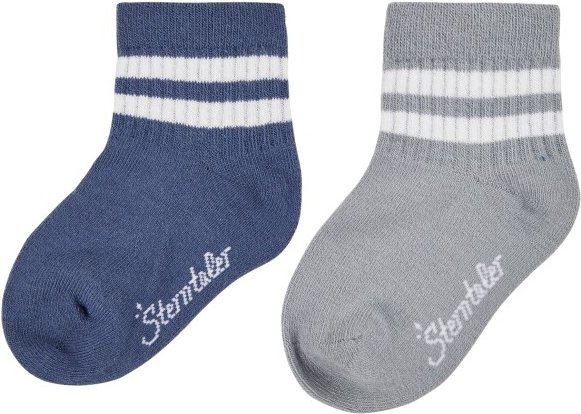 Thumbnail - Sterntaler - Kid's Kurz-Socken DP Coolmax Rippe - Multifunktionssocken Gr 17-18 grau/blau