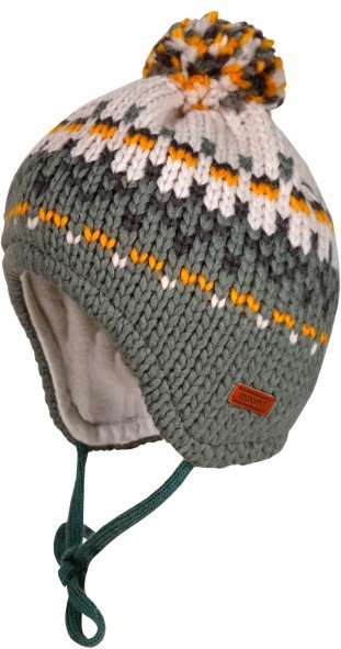 maximo - Baby-Mütze ausgenäht mit Pompon - Mütze Gr 43 cm grau