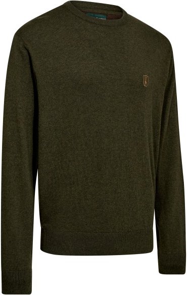 Deerhunter - Harrington Knit with O-Neck - Merinopullover Gr M oliv