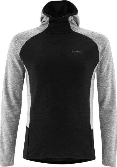 Löffler - Hoody Transtex Merino - Merinolongsleeve Gr 48 schwarz/grau