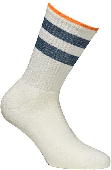Alpacasocks&Co - Merino Casual Stripes - Multifunktionssocken Gr 45-48 latte / naranja