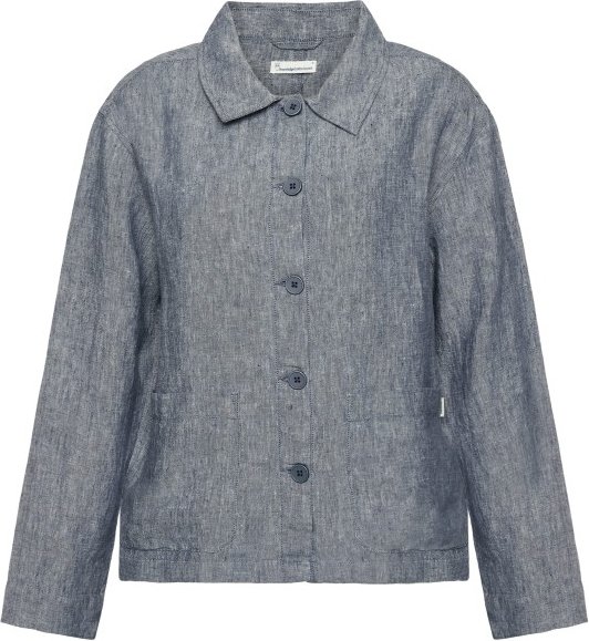 KnowledgeCotton Apparel - Women's Regular Linen Overshirt - Freizeitjacke Gr XL grau