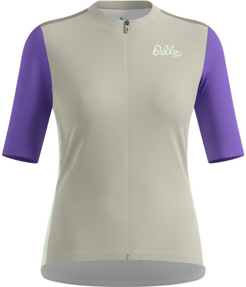 Odlo - Women's Essential Heritage Print Shirt S/S FZ - Radtrikot Gr L grau
