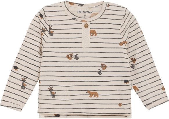 Thumbnail - Minymo - Kid's T-Shirt L/S AOP No. 114063 - Longsleeve Gr 80 beige