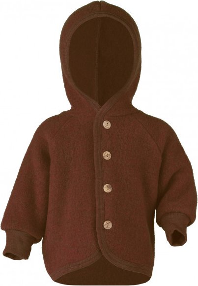 Engel - Kinder Kapuzenjacke mit Holzknöpfen - Wolljacke Gr 98/104 braun