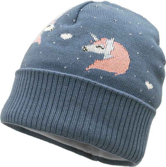 maximo - Girl-Mütze Einhorn mit Umschlag und Futter - Mütze Gr 55 cm grau/blau