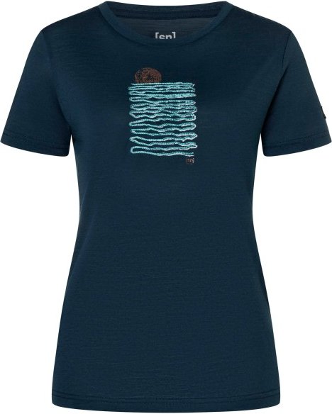 super.natural - Women's Sea Line Tee - Merinoshirt Gr XL blau/ various