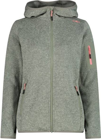 CMP - Women's Jacket Fix Hood Jacquard Knitted 3H19826 - Fleecejacke Gr 42 grau/oliv