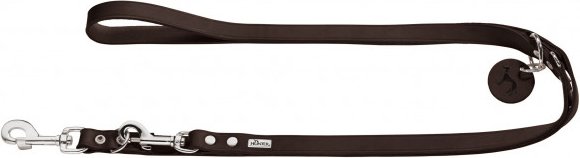Hunter - Verstellbare Führleine Leder - Hundeleine Gr Länge max. 200 cm - Breite 1,6 cm braun
