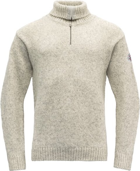Thumbnail - Devold - Nansen Sweater Zip Neck - Merinopullover Gr L beige/grau