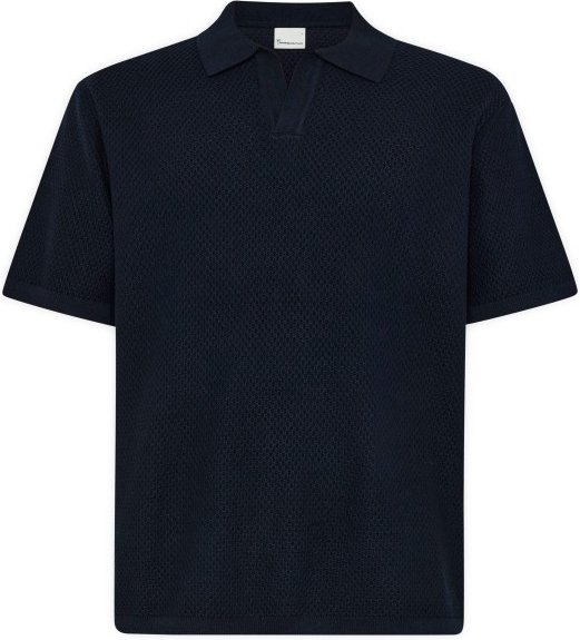 KnowledgeCotton Apparel - Organic Cotton Knitted Polo - Polo-Shirt Gr L blau/schwarz