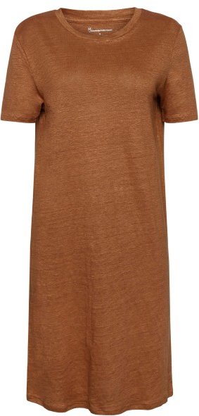 Thumbnail - KnowledgeCotton Apparel - Women's Linen S/S T-Shirt Dress - Kleid Gr XL braun