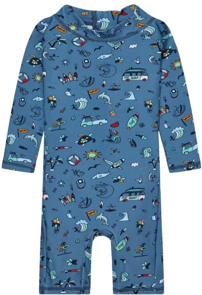 Color Kids - Baby's Suit L/S AOP - Lycra Gr 80 blau