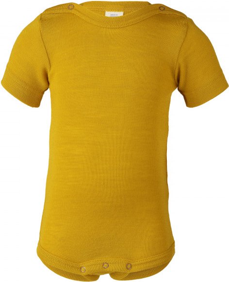 Engel - Baby-Body Kurzarm mit Druckknöpfen an den Schulter - Merinounterwäsche Gr 62/68 gelb