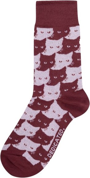 DEDICATED - Socks Sigtuna Pepita Cats - Multifunktionssocken Gr 41-45 rot