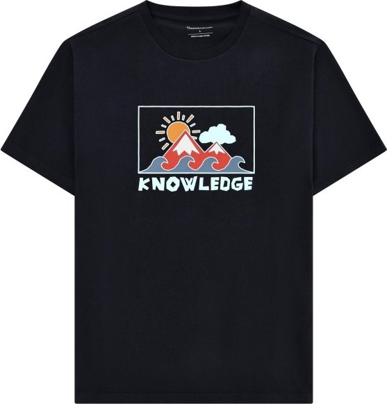 KnowledgeCotton Apparel - Regenerative Organic Cotton Front Print T-Shirt - T-Shirt Gr S schwarz