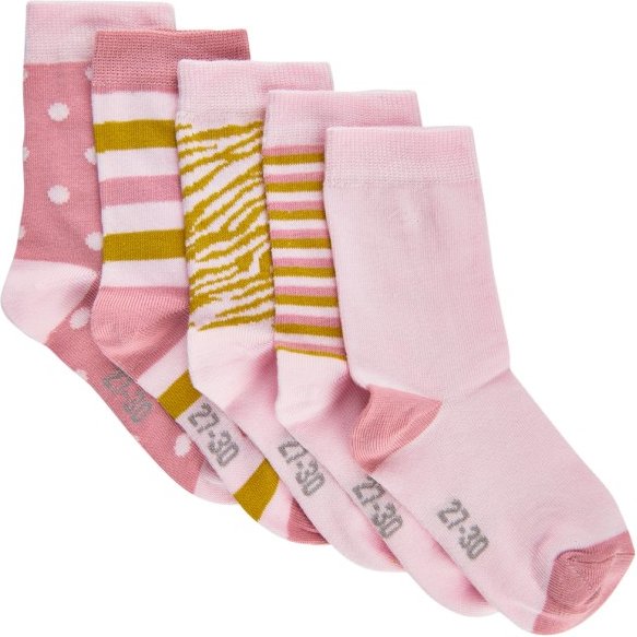 Thumbnail - Minymo - Kid's Sock with Pattern 5-Pack - Multifunktionssocken Gr 19-22 rosa