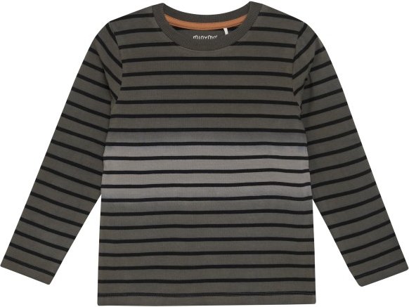 Thumbnail - Minymo - Kid's T-Shirt L/S Y/D No. 134033 - Longsleeve Gr 122 grau/schwarz