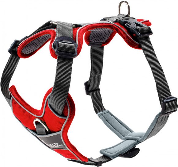 Thumbnail - Hunter - Harness Divo - Hundegeschirr Gr Hals 30-42 cm, Bauch 52-68 cm - Breite 2,0 cm rot/grau