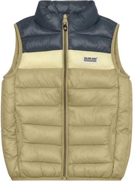 Color Kids - Kid's Waistcoat Quilted Colorblock - Kunstfaserweste Gr 98 beige