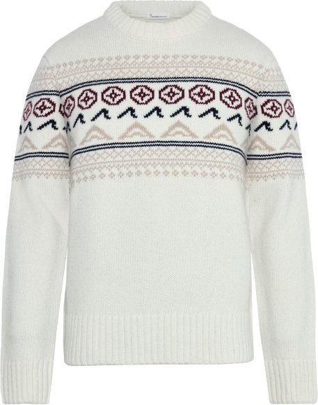 KnowledgeCotton Apparel - Lampswool Campaign Pattern C. Neck - Wolljacke Gr XXL weiß/grau