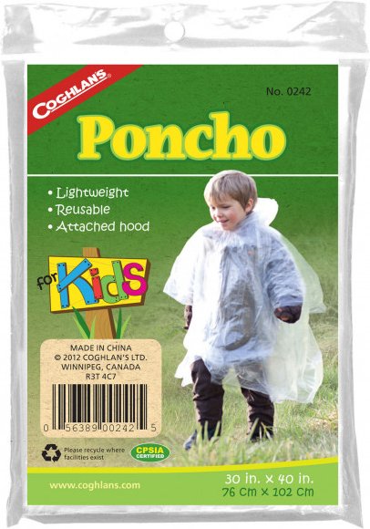 Coghlans - Notfall-Poncho für Kinder - Poncho Gr 76 x 102 cm transparent