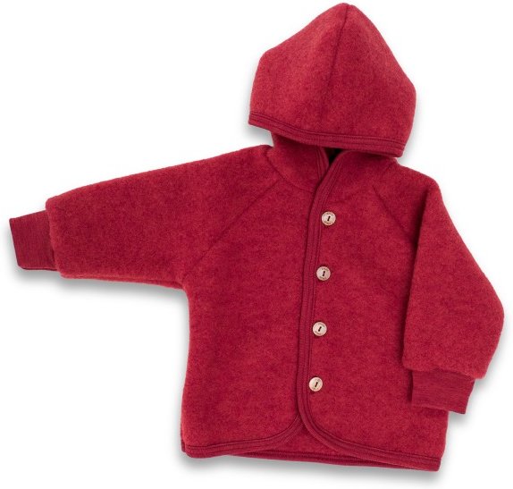 Engel - Kinder Kapuzenjacke mit Holzknöpfen - Wolljacke Gr 110/116 rot