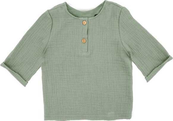 maximo - Baby Boy's Hemd 3/4 Arm Musselin Gr 86/92 oliv