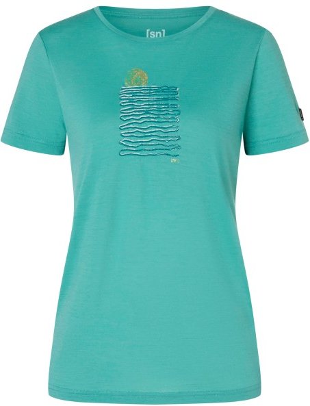 super.natural - Women's Sea Line Tee - Merinoshirt Gr XL grün/ various