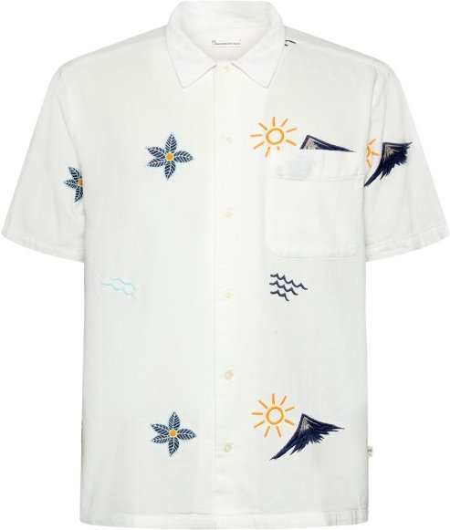 Thumbnail - KnowledgeCotton Apparel - Box Fit S/S Shirt Embroidery - Hemd Gr M weiß