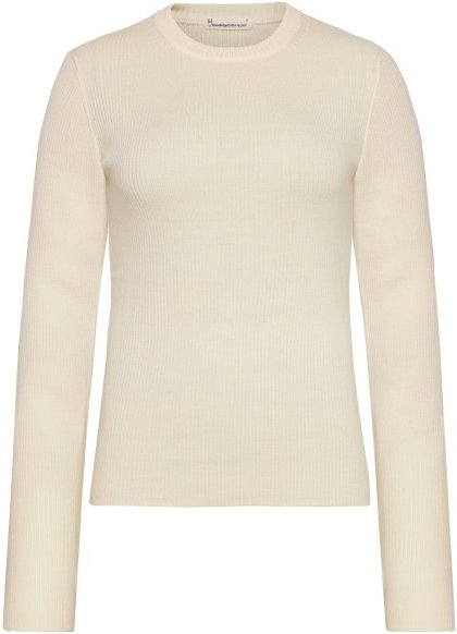 Thumbnail - KnowledgeCotton Apparel - Women's 2x2 Fine Merino Rib L/S - Wollpullover Gr M beige