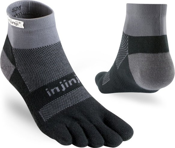 Thumbnail - Injinji - Run Midweight Mini-Crew - Laufsocken Gr M grau/schwarz