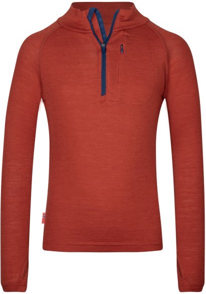 Trollkids - Kid's Lofoten Half Zip - Merinoshirt Gr 128 rot