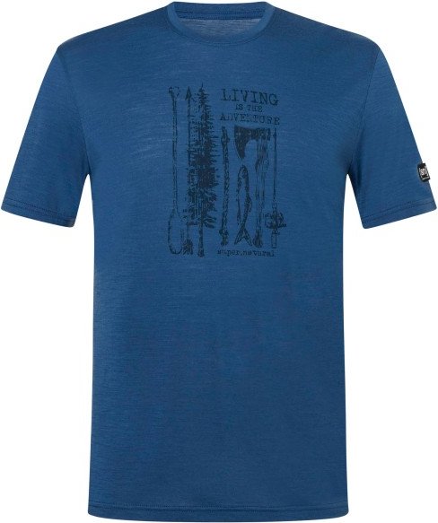super.natural - Fishing Adventure Tee - Merinoshirt Gr XXL blau