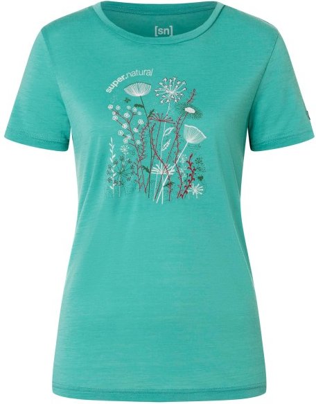 super.natural - Women's Rock Flowers Tee - Merinoshirt Gr M türkis