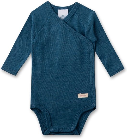 Sanetta - Kid's Wrapover Body 1/1 Wool - Merinounterwäsche Gr 68/74 blau