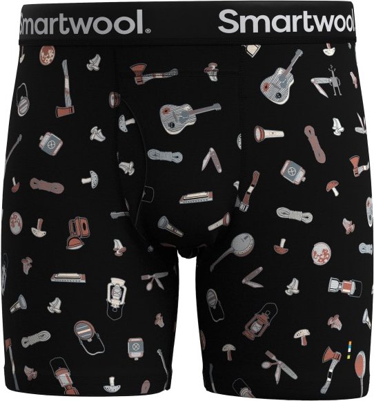 Thumbnail - Smartwool - Merino Print Boxer Brief Boxed - Merinounterwäsche Gr M schwarz