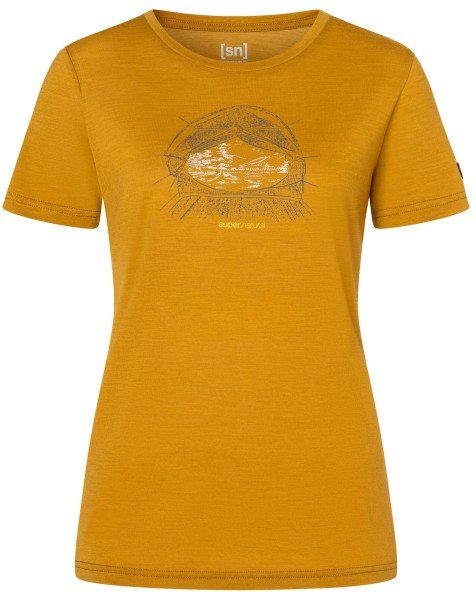 super.natural - Women's Tent View Tee - Merinoshirt Gr M dried tobacco / various