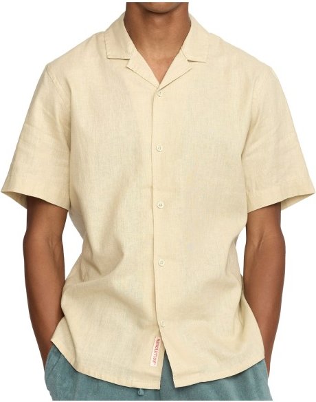 Revolution - Short-Sleeved Cuban Linen Shirt - Hemd Gr S beige